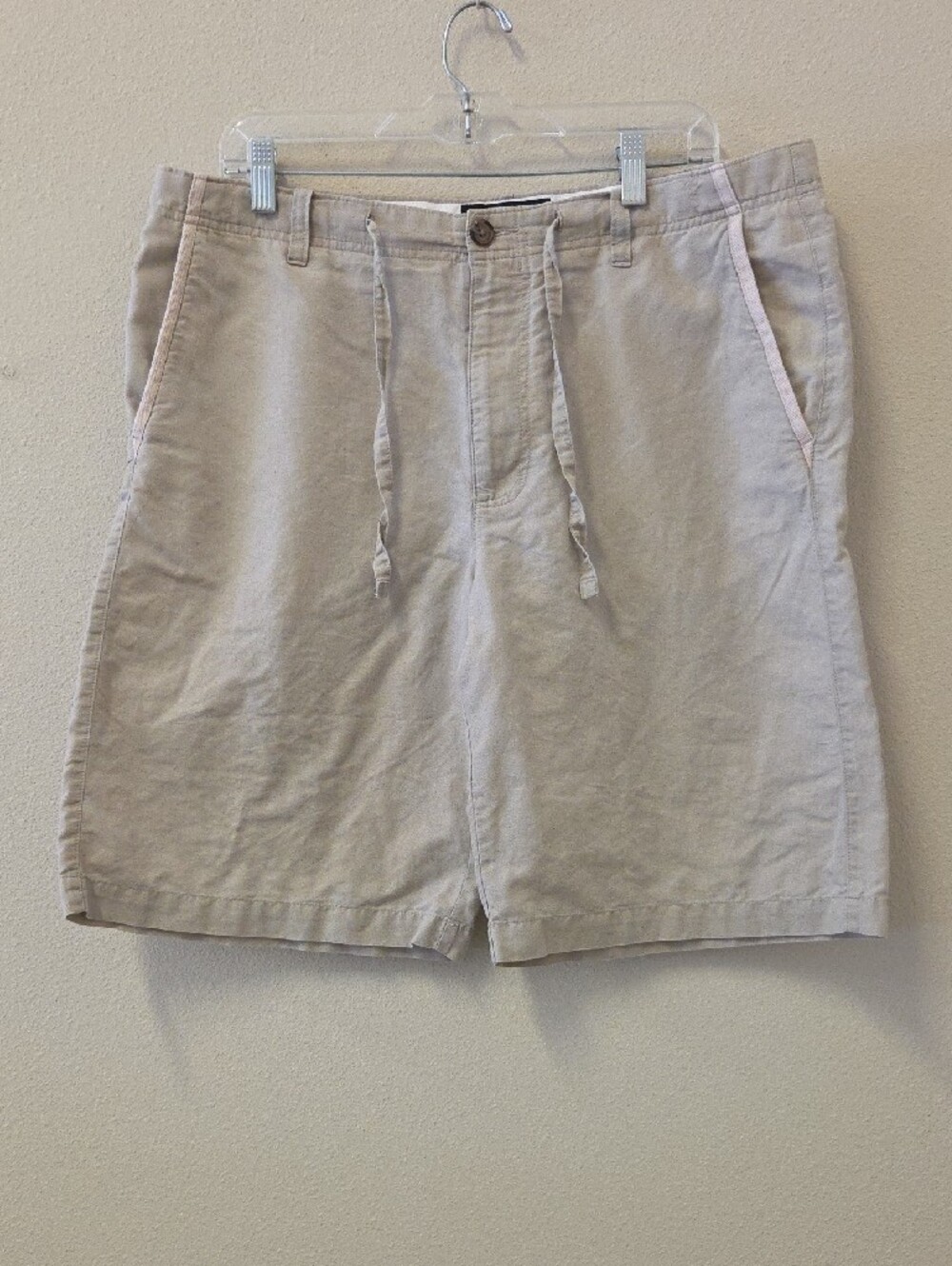 Banana Republic Linen Men’s Beige Flat-Front Drawstring Shorts Size 36